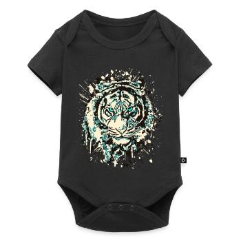 Tiger Cat - Vintage Grunge - Cat's Eye Blue - Baby Premium short-sleeve bodysuit - black - Front