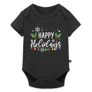Happy Holidays Christmas Light Bulbs - Baby Premium short-sleeve bodysuit - black - Front