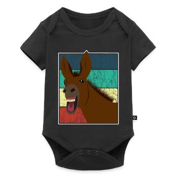 Maultier Muli Esel Pferd Vintage Geschenk - Baby Premium Kurzarmbody - Schwarz - Vorne
