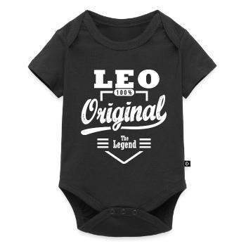 Cadeau Leo original personnalisé prénom leo - Body à manches courtes Premium Bébé - noir - Devant