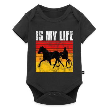 Ma vie est-elle Trabreiter Trabrennen Trabreiten Retro - Body à manches courtes Premium Bébé - noir - Devant