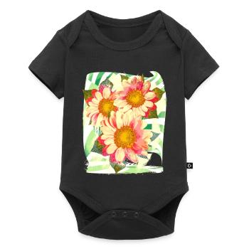 Blumen Blume - Baby Premium Kurzarmbody - Schwarz - Vorne