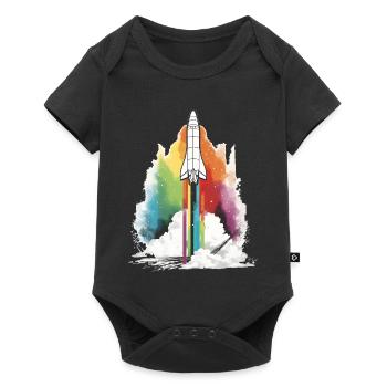 Rainbow Rocket - Baby Premium short-sleeve bodysuit - black - Front