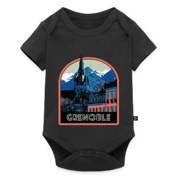 Illustration emblematic view of Grenoble - Baby Premium short-sleeve bodysuit - black - Front