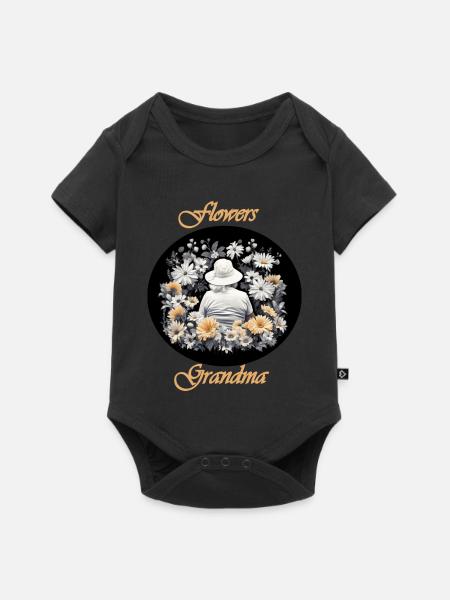 Flowers Grandma farbig - Baby Premium Kurzarmbody - Schwarz