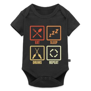 Manger, dormir, tambouriner, répéter - Body à manches courtes Premium Bébé - noir - Devant