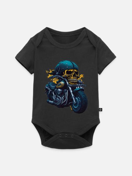Biker Skull - Baby Premium Kurzarmbody - Schwarz