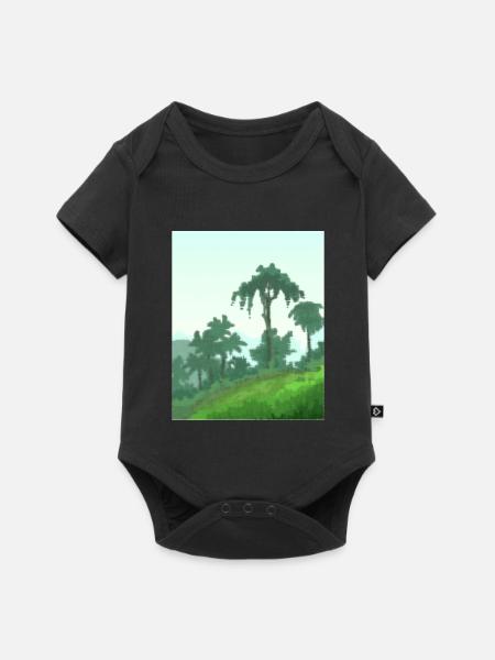 Palmen auf Leinwand - Baby Premium Kurzarmbody - Schwarz