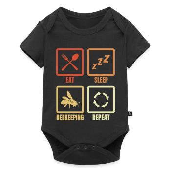 Eat Sleep Beekeeping Repeat - Baby Premium Kurzarmbody - Schwarz - Vorne