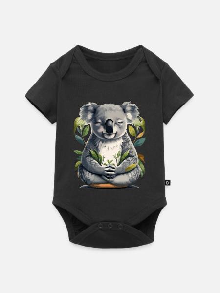Koala Meditation - Baby Premium Kurzarmbody - Schwarz