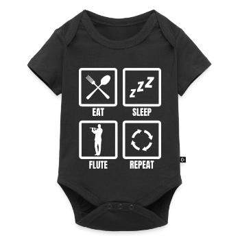 Eat Sleep Flute Repeat - Baby Premium short-sleeve bodysuit - black - Front