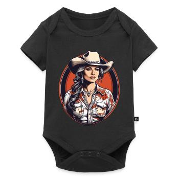 Western Girl - Baby Premium Kurzarmbody - Schwarz - Vorne