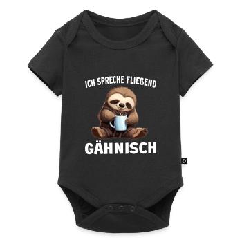 Faultier Kaffee Kaffeeliebhaber Faultiere Spruch - Baby Premium Kurzarmbody - Schwarz - Vorne