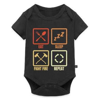 Manger, dormir, combattre le feu - Body à manches courtes Premium Bébé - noir - Devant
