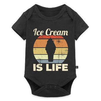 Eiscreme ist Leben - Baby Premium Kurzarmbody - Schwarz - Vorne