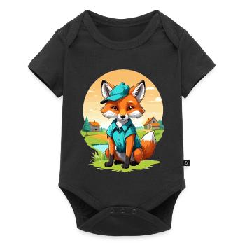 Renard avec casquette - Body à manches courtes Premium Bébé - noir - Devant
