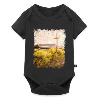Croix en bois dans un paysage aride | Croix de Jésus - Body à manches courtes Premium Bébé - noir - Devant
