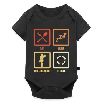 Manger, dormir, faire du cheerleading, répéter - Body à manches courtes Premium Bébé - noir - Devant