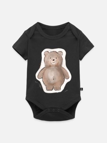 Dicker Bär - Baby Premium Kurzarmbody - Schwarz