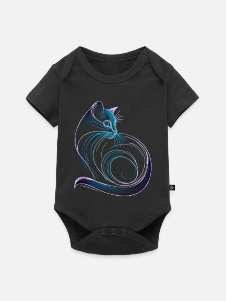 Cat style minimalist gradient blue - Baby Premium short-sleeve bodysuit - black