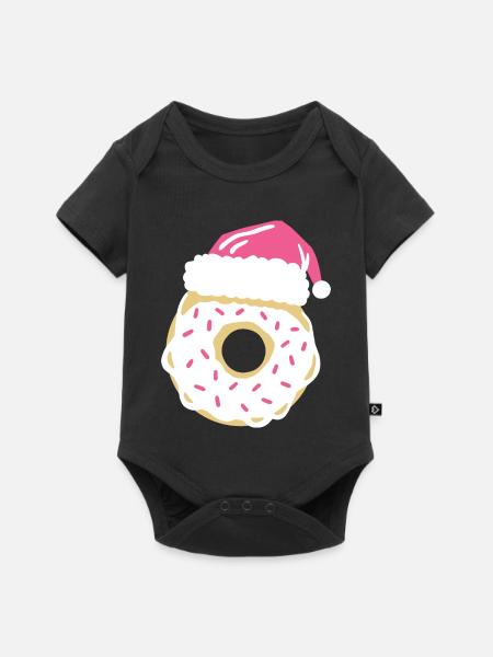 Donut Weihnachtsmütze - Baby Premium Kurzarmbody - Schwarz