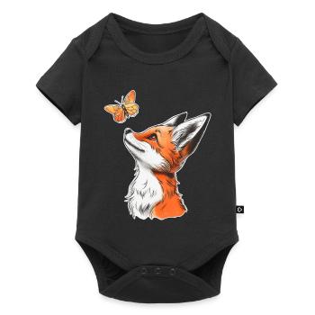 Renard avec papillon - Body à manches courtes Premium Bébé - noir - Devant