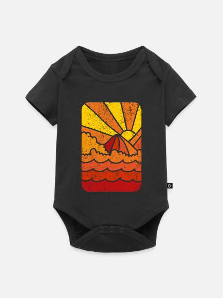 Retro Marine Sunset - Baby Premium Kurzarmbody - Schwarz