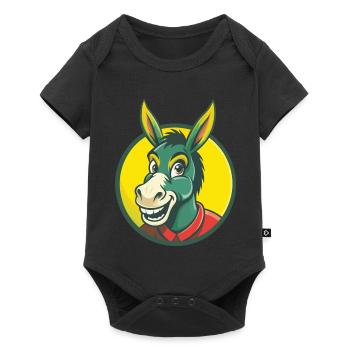 Âne Mignon Kawaii Dessin animé Clipart Animal de compagnie - Body à manches courtes Premium Bébé - noir - Devant