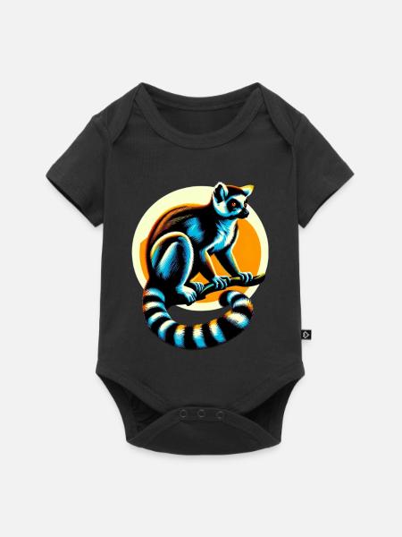 Lemur - Baby Premium Kurzarmbody - Schwarz