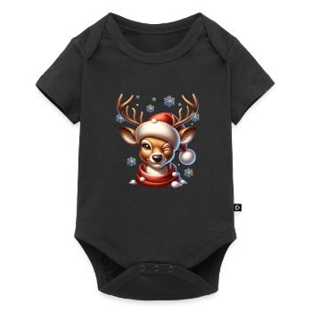 Renne Noël clins d’œil drôles - Body à manches courtes Premium Bébé - noir - Devant