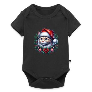 Christmas Cat Cute - Baby Premium short-sleeve bodysuit - black - Front