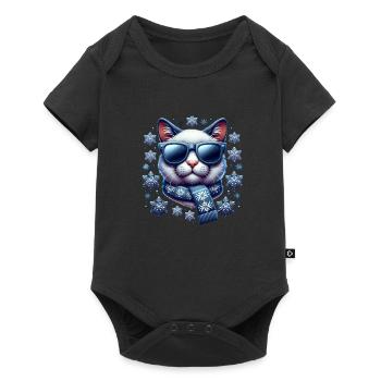Noël chat flocons de neige Noël - Body à manches courtes Premium Bébé - noir - Devant