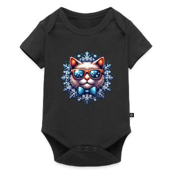 Noël Chat Flocon de neige Noël - Body à manches courtes Premium Bébé - noir - Devant