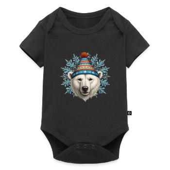 Chapeau de flocons de neige ours polaire de Noël - Body à manches courtes Premium Bébé - noir - Devant