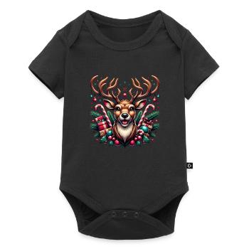 Weihnachten Rentier Weihnachts Geschenkidee - Baby Premium Kurzarmbody - Schwarz - Vorne