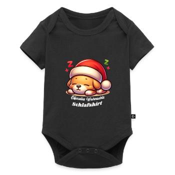 Offizielles Weinachts Schlafshirt Hund - Baby Premium Kurzarmbody - Schwarz - Vorne