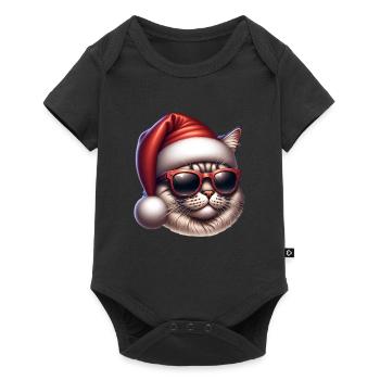 Weihnachten Katze Cool - Baby Premium Kurzarmbody - Schwarz - Vorne