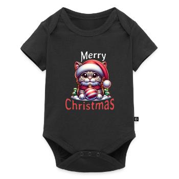 Merry Christmas Katze Geschenkidee - Katze - Baby Premium Kurzarmbody - Schwarz - Vorne