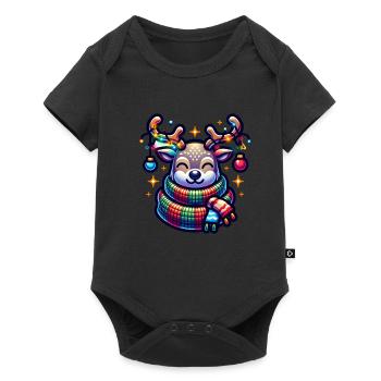 Christmas Fairy Lights Reindeer - Baby Premium short-sleeve bodysuit - black - Front