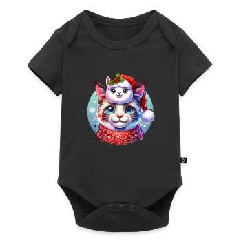 Alpaca & Cat Christmas - Baby Premium short-sleeve bodysuit - black - Front