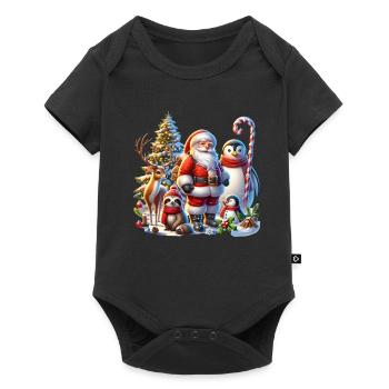 Pingouin, Paresseux, Père Noël, Arbre de Noël, Renne - Body à manches courtes Premium Bébé - noir - Devant