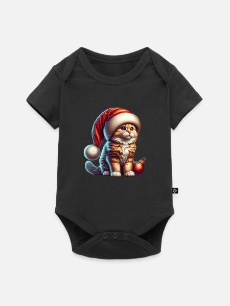 Weihnachts-Katze - Baby Premium Kurzarmbody - Schwarz