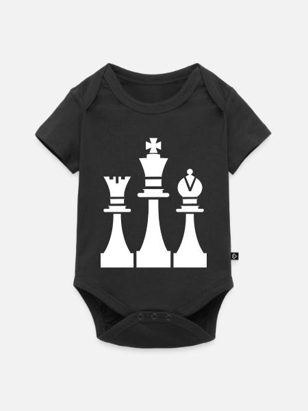 Schachfiguren Zeichnung - Baby Premium Kurzarmbody - Schwarz