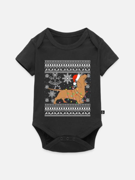 Dackel im Weihnachtsmodus - Baby Premium Kurzarmbody - Schwarz