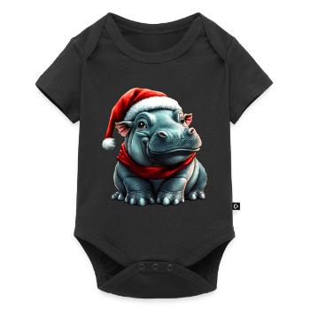 Santa Claus Hippopotamus - Baby Premium short-sleeve bodysuit - black - Front