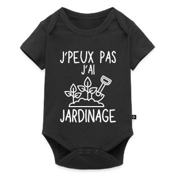 Je peux pas j ai jardinage jardinière jardinier 2 - Body à manches courtes Premium Bébé - noir - Devant