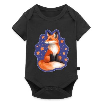 Renard et étoiles - Body à manches courtes Premium Bébé - noir - Devant