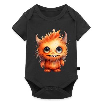 Flammenfell Freund Monster - Baby Premium Kurzarmbody - Schwarz - Vorne