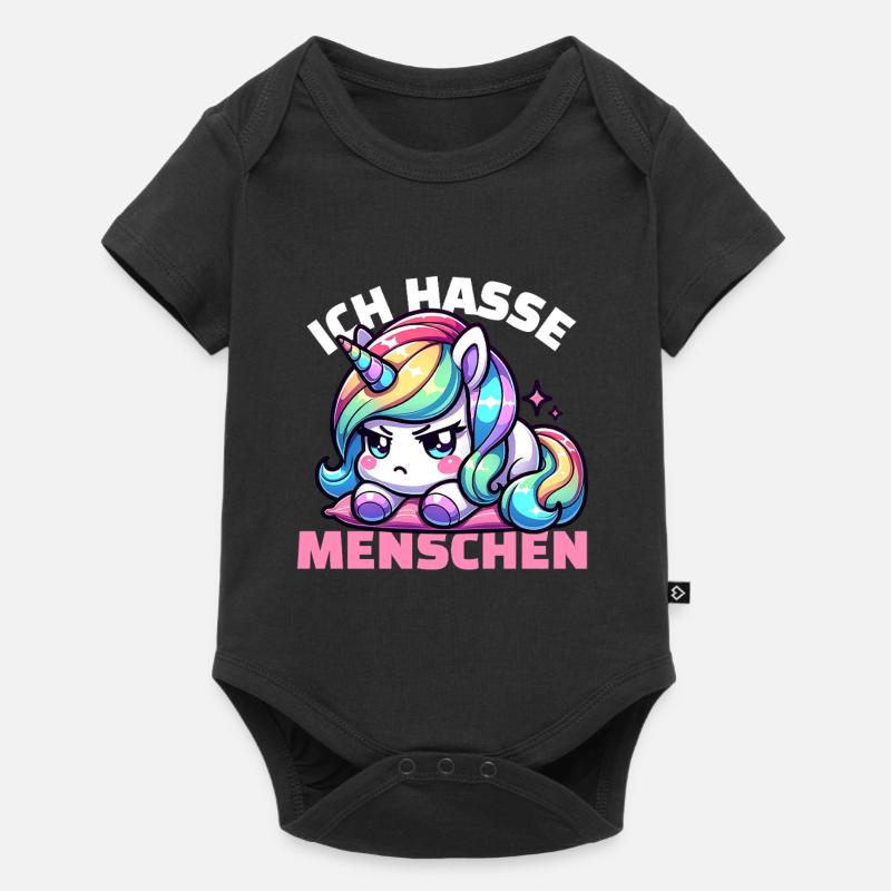 La licorne est agacée par les gens - Body à manches courtes Premium Bébé - noir