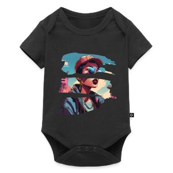 girl girlie wild punk freestyle love peace style - Baby Premium short-sleeve bodysuit - black - Front